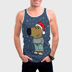 Майка-безрукавка мужская Новогодний чиловый парень, цвет: 3D-белый — фото 2