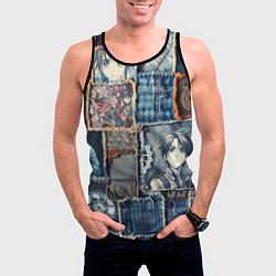 Майка-безрукавка мужская Аниме пэчворк деним, цвет: 3D-черный — фото 2