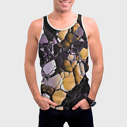 Майка-безрукавка мужская Чёрно-жёлтый камень, цвет: 3D-белый — фото 2
