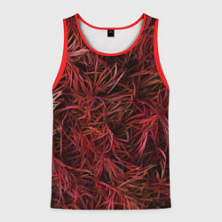 Мужская майка без рукавов Красная трава на чёрном фоне