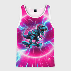 Мужская майка без рукавов Cyber tyrannosaurus is a cool skateboarder