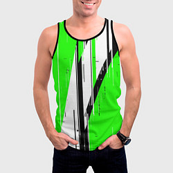 Майка-безрукавка мужская Black and white vertical stripes on a green backgr, цвет: 3D-черный — фото 2
