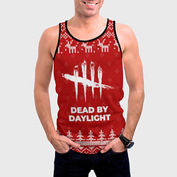 Майка-безрукавка мужская Новогодний Dead by Daylight с оленями, цвет: 3D-черный — фото 2