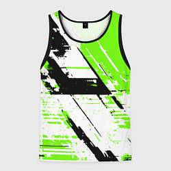 Мужская майка без рукавов Diagonal black and green stripes on a white backgr