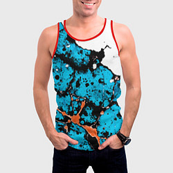 Майка-безрукавка мужская Оранжево-голубая абстракция на белом фоне, цвет: 3D-красный — фото 2