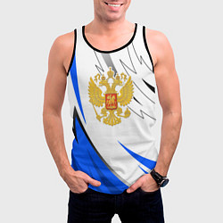 Майка-безрукавка мужская Российский синий - герб, цвет: 3D-черный — фото 2