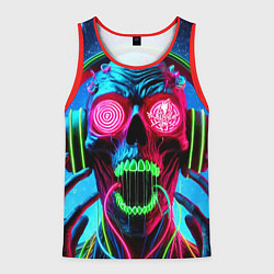 Мужская майка без рукавов Metallica - neon skull with headphones
