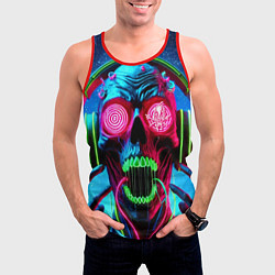 Майка-безрукавка мужская Metallica - neon skull with headphones, цвет: 3D-красный — фото 2