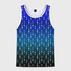 Мужская майка без рукавов Градиент сине-зелёный со звёздочками