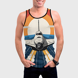Майка-безрукавка мужская Скоростной ретро самолет, цвет: 3D-черный — фото 2