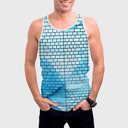 Майка-безрукавка мужская Синие кирпичики, цвет: 3D-белый — фото 2