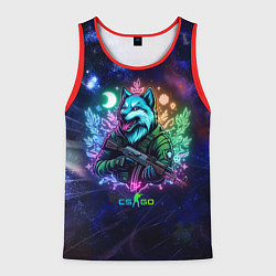 Майка-безрукавка мужская Counter Strike - neon wolf, цвет: 3D-красный