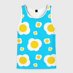 Майка-безрукавка мужская Яичница голубая, цвет: 3D-белый