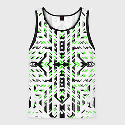 Мужская майка без рукавов Чёрно-зелёный диагональные полосы на белом фоне