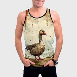Майка-безрукавка мужская Гусь, цвет: 3D-черный — фото 2