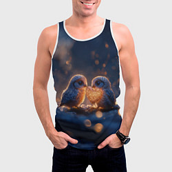 Майка-безрукавка мужская Милые влюбленные совушки, цвет: 3D-белый — фото 2