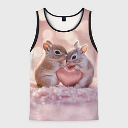Майка-безрукавка мужская Влюбленные белочки с сердечком, цвет: 3D-черный