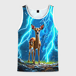 Майка-безрукавка мужская Олененок в разрядах молний, цвет: 3D-белый