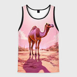 Майка-безрукавка мужская Верблюд в розовой пустыне, цвет: 3D-черный