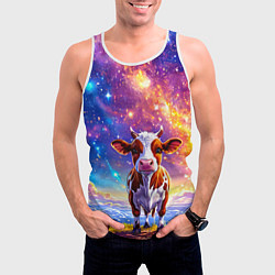 Майка-безрукавка мужская Коровка и звездное небо, цвет: 3D-белый — фото 2