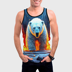 Майка-безрукавка мужская Белый медведь в огне, цвет: 3D-черный — фото 2