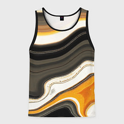 Мужская майка без рукавов Волнистые чёрно-жёлтые полосы на белом фоне