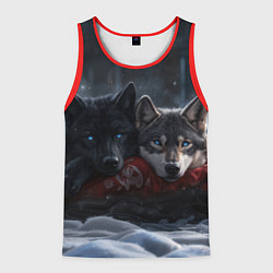 Майка-безрукавка мужская Love wolfs, цвет: 3D-красный