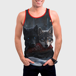 Майка-безрукавка мужская Love wolfs, цвет: 3D-красный — фото 2