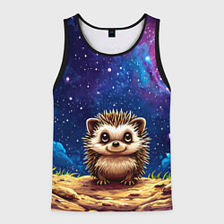 Майка-безрукавка мужская Ежик и звездное небо, цвет: 3D-черный