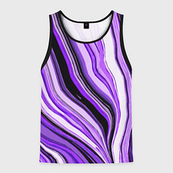 Мужская майка без рукавов Волнистые вертикальные чёрно-фиолетовые полосы