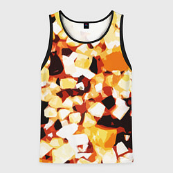 Мужская майка без рукавов Жёлто-белая абстракция на чёрном фоне