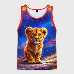Майка-безрукавка мужская Львенок в звездную ночь, цвет: 3D-красный
