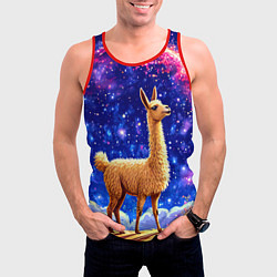 Майка-безрукавка мужская Лама и звездное небо, цвет: 3D-красный — фото 2