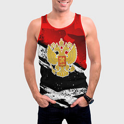 Майка-безрукавка мужская Герб России - богровый, цвет: 3D-красный — фото 2