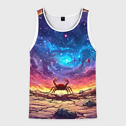 Майка-безрукавка мужская Краб смотрит в космос, цвет: 3D-белый