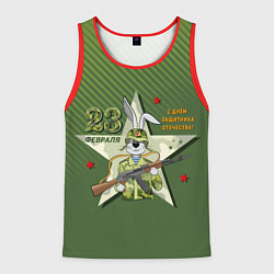 Мужская майка без рукавов Заяц в форме с автоматом