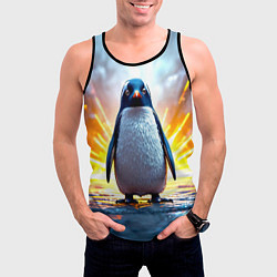 Майка-безрукавка мужская Эпичный пингвин, цвет: 3D-черный — фото 2