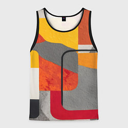 Майка-безрукавка мужская Абстракция с желтым и оранжевым, цвет: 3D-черный