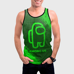 Майка-безрукавка мужская Among Us - green gradient, цвет: 3D-черный — фото 2