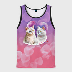 Майка-безрукавка мужская Кошачья влюбленность, цвет: 3D-черный