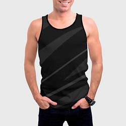 Майка-безрукавка мужская Чёрный с серым абстракция полосы, цвет: 3D-черный — фото 2