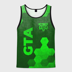 Майка-безрукавка мужская GTA - green gradient вертикально, цвет: 3D-черный