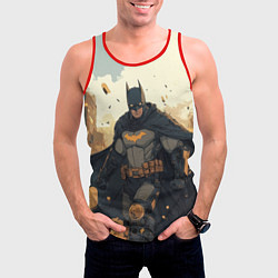 Майка-безрукавка мужская Бэтмен и разрушенный город, цвет: 3D-красный — фото 2