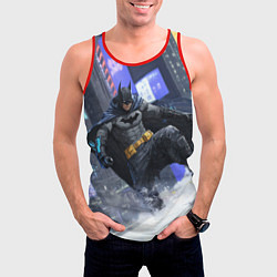 Майка-безрукавка мужская Бэтмен на снегу, цвет: 3D-красный — фото 2