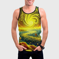 Майка-безрукавка мужская Neon galaxy - ai art fantasy, цвет: 3D-черный — фото 2