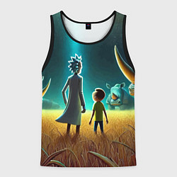Мужская майка без рукавов Морти и Рик на планете носорогов - неоновое свечен