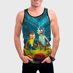 Майка-безрукавка мужская Rick and Morty on the fly agaric planet, цвет: 3D-черный — фото 2