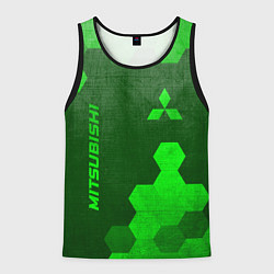 Майка-безрукавка мужская Mitsubishi - green gradient вертикально, цвет: 3D-черный