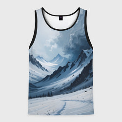 Мужская майка без рукавов Зимний горный пейзаж маслом