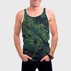 Майка-безрукавка мужская Абстракция - green camouflage background, цвет: 3D-белый — фото 2